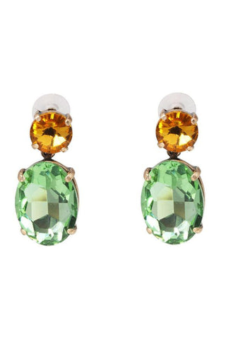 Fiona Crystal Drop Earring - Lime Yellow