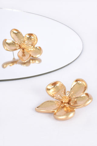 Flower Stud Earrings - Gold