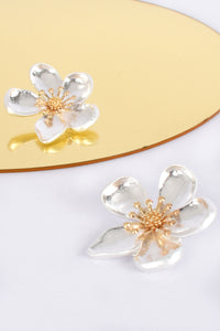 Flower Stud Earrings - Silver Gold