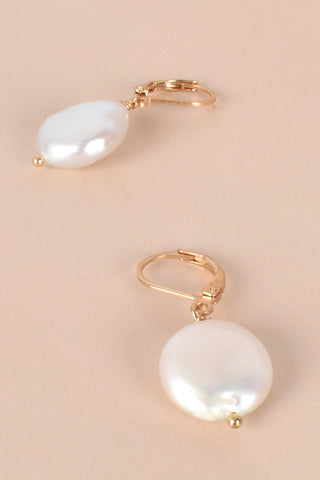 Fresh Water Pearl Hook Earrings - Gold