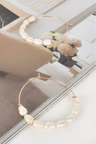Fresh Water Pearl hoops - Gold