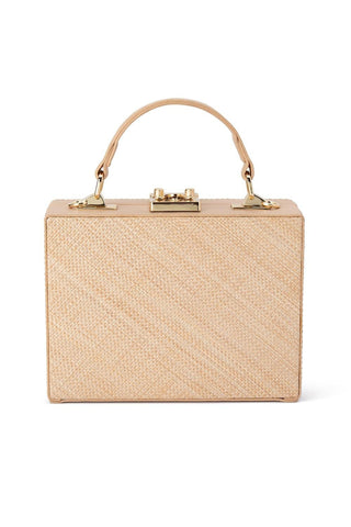 Georgia Straw Weave Top Handle Box Bag - Natural