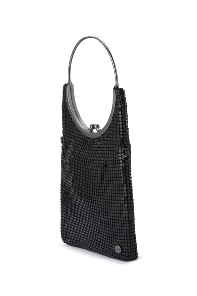 Gigi Flat Mesh Circular Handle Bag - Black