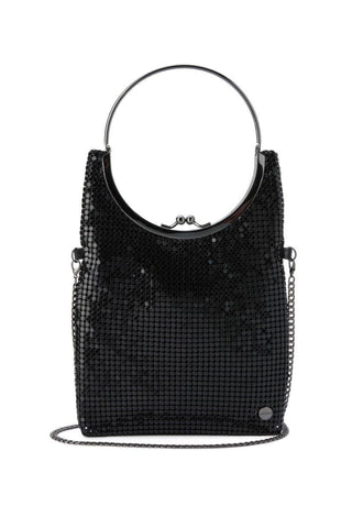 Gigi Flat Mesh Circular Handle Bag - Black