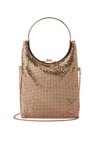 Gigi Flat Mesh Circular Handle Bag - Rose Gold