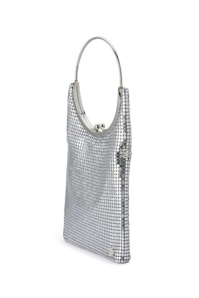Gigi Flat Mesh Circular Handle Bag - Silver