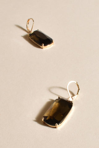 Glass Drop French Hook Earrings - Chocolate Gold