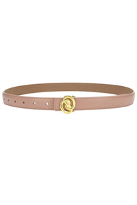 Grace Gold Buckle Leather Belt - Dusty Pink