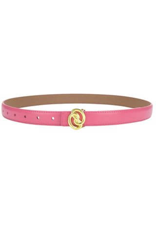 Grace Gold Buckle Leather Belt - Fuchsia