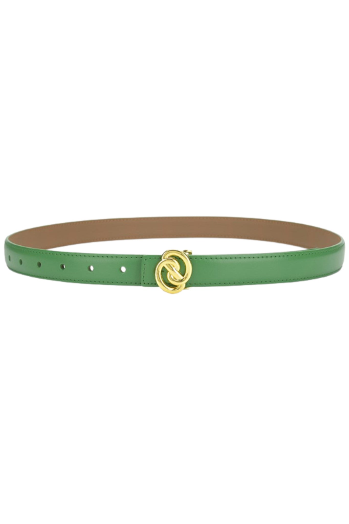 Grace Gold Buckle Leather Belt - Green