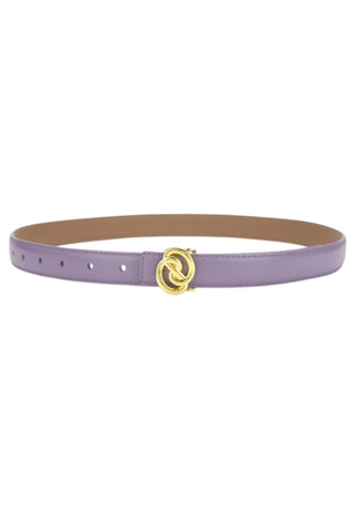 Grace Gold Buckle Leather Belt - Lilac