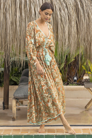 Guilia Maxi Dress - Orange and Aqua