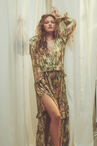 Neem Kaftan - Olive Gold Lurex
