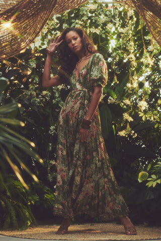Neem Long Wrap Dress - Olive