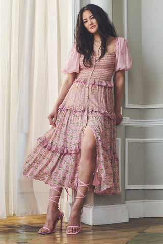 Hera Shirred Midi Dress