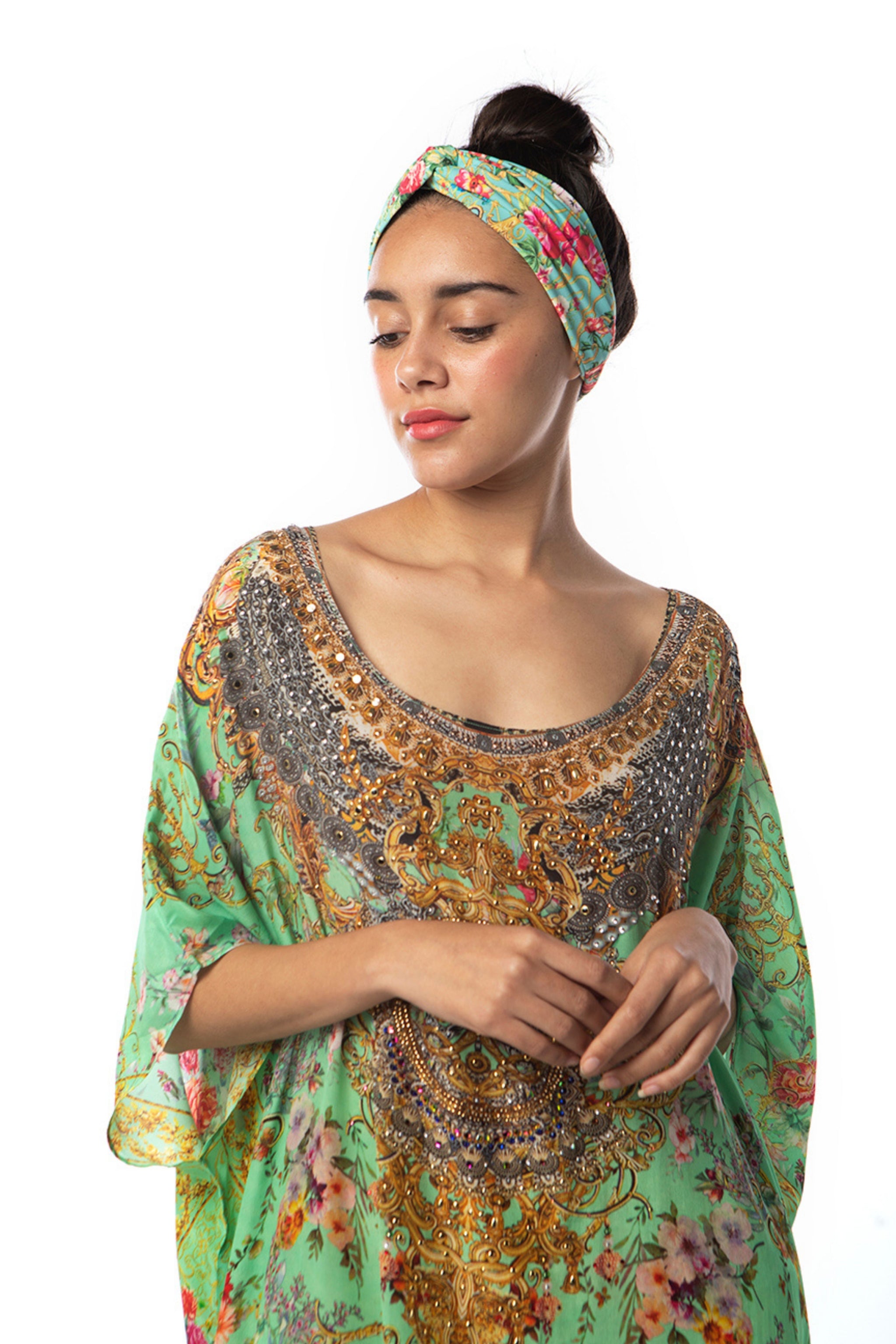 Silk Box Kaftan Chartreuse