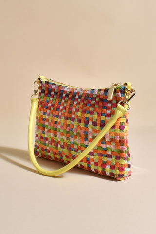 Iris Essential Weave Shoulder Bag - Lime