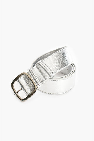 Jade Square Buckle Belt - Silver