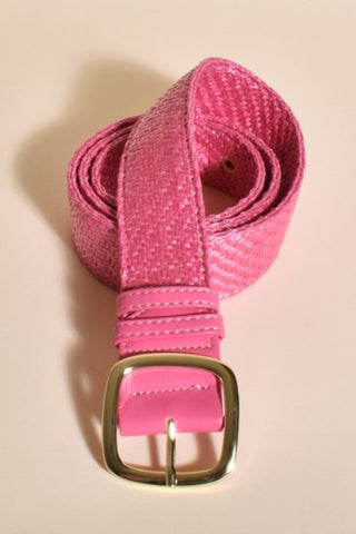 Jade Weave Square Buckle Belt - Pink