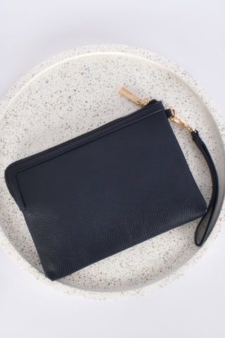 Jamie Vegan Leather Pouch - French Navy