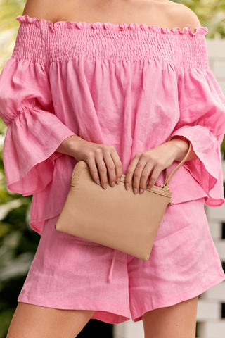 Jamie Vegan Leather Pouch - Nude