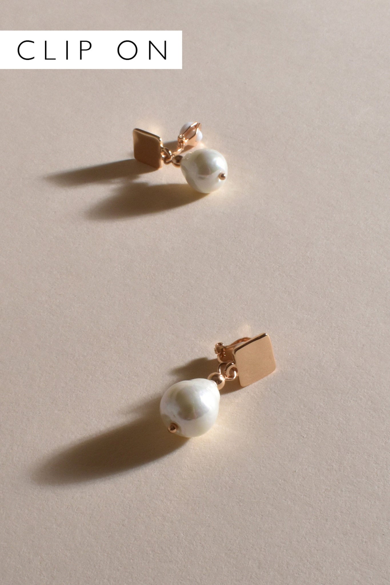 Janie Clip On Pearl Drop Earrings - Gold