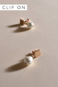 Janie Clip On Pearl Drop Earrings - Gold