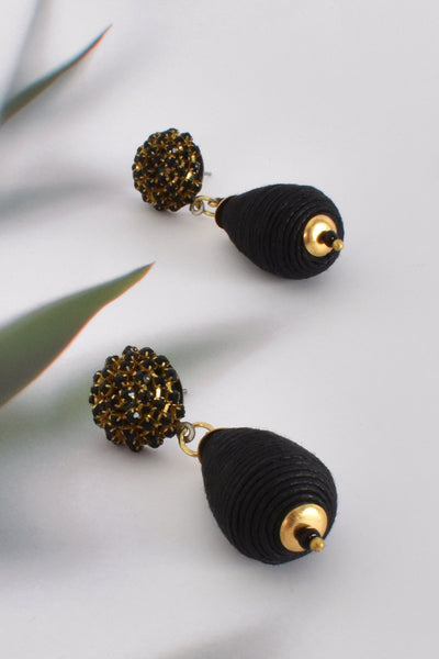 Jewel Top Event Earrings - Black Gold