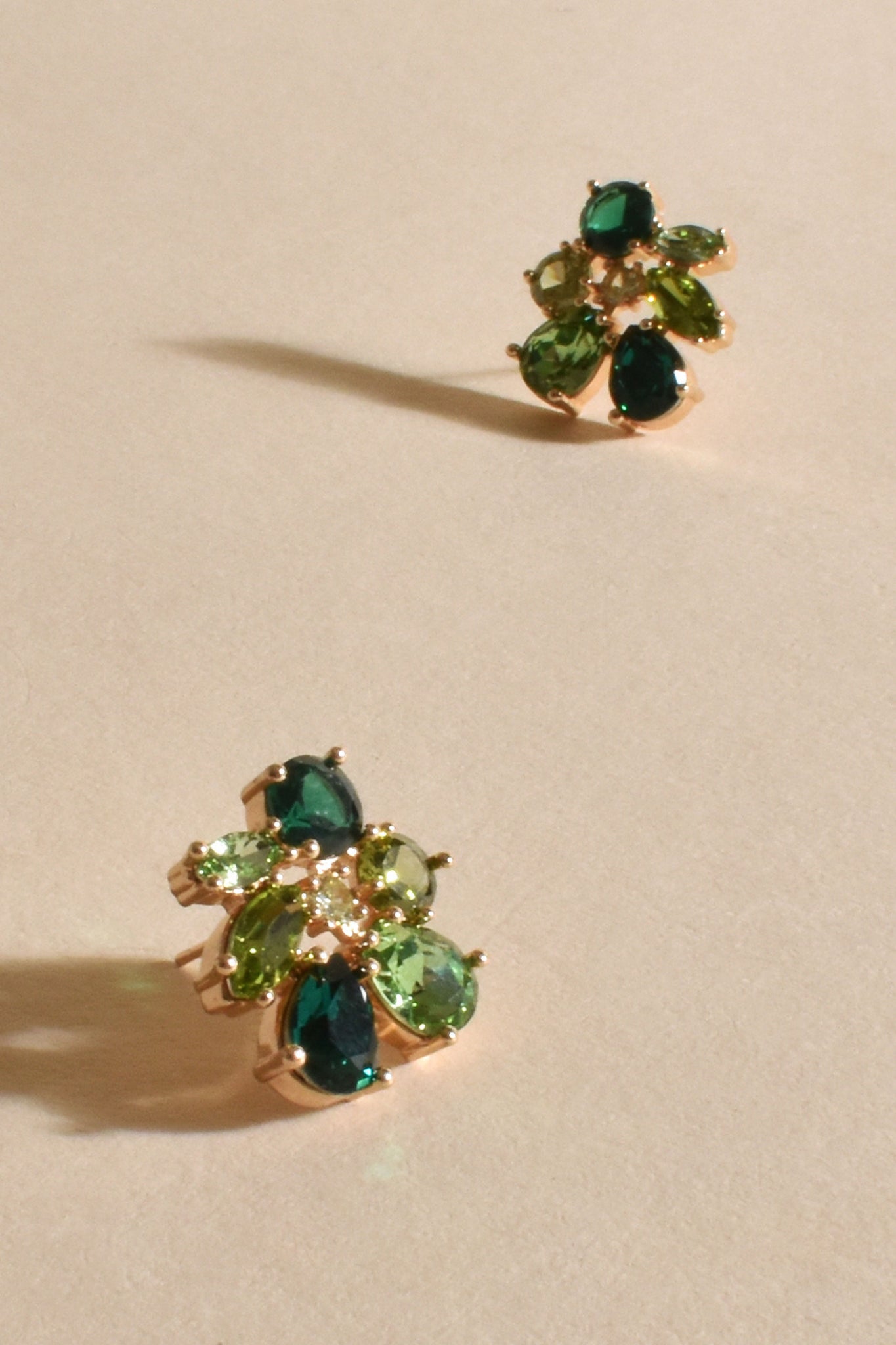 Jewelled Claw Edged Earrings - Green Multi