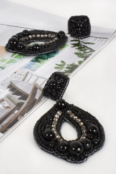 Jewelled Statement Earrings - Black