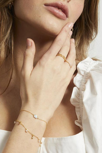 Crystal Chain Ring - Gold