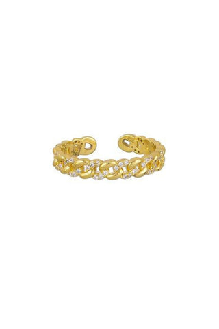 Crystal Chain Ring - Gold