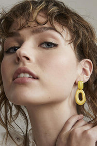 Jolie and Deen Marcia Enamel Earrings in Yellow. Yellow Cocktail and Summer Statement Earrings Online.