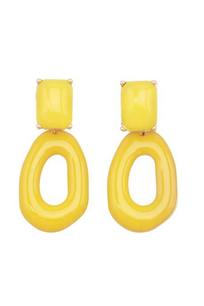Jolie and Deen Marcia Enamel Earrings in Yellow. Yellow Cocktail and Summer Statement Earrings Online.