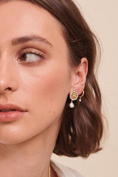 Paige Pearl Earrings - Sterling Silver and 18k Gold