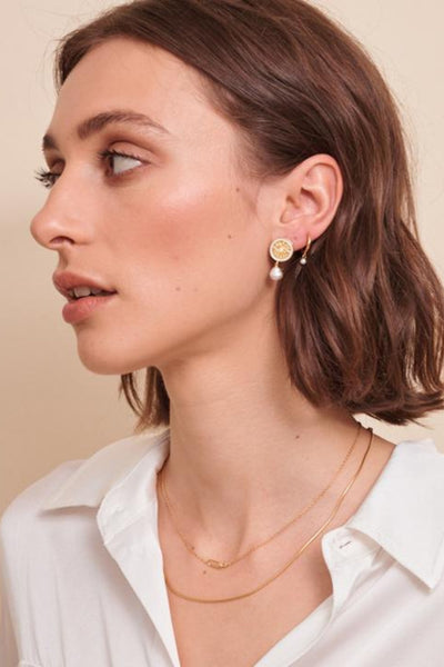 Paige Pearl Earrings - Sterling Silver and 18k Gold
