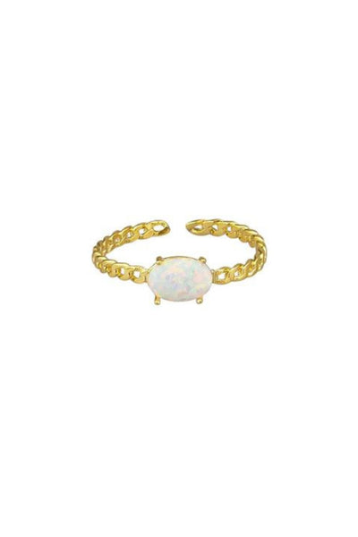 Piper Opal Chain Ring - Gold