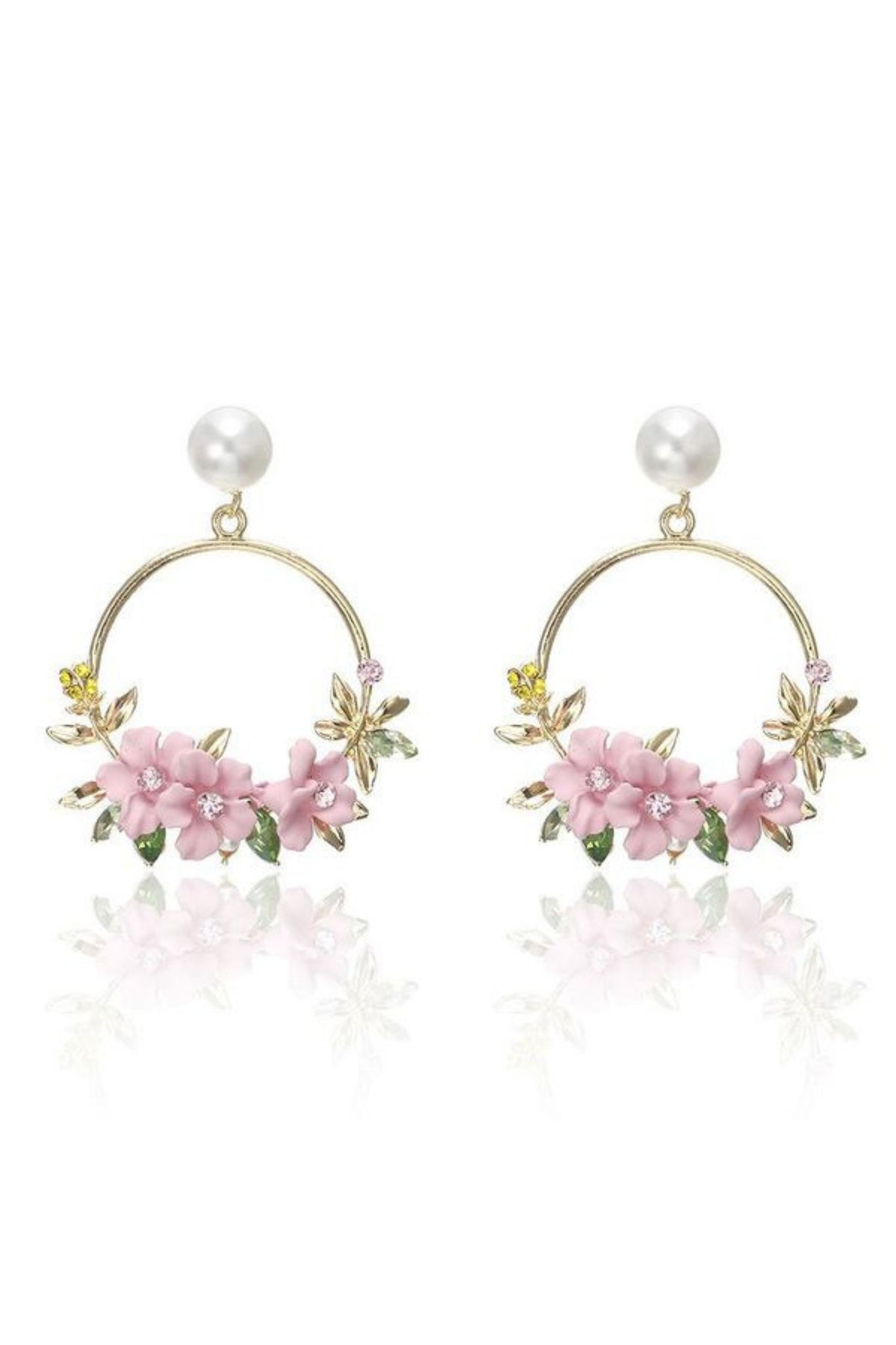Juliette Floral Wreath Earring - Pink