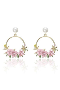 Juliette Floral Wreath Earring - Pink