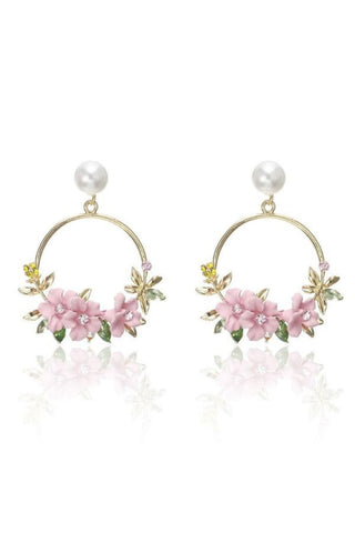 Juliette Floral Wreath Earring - Pink