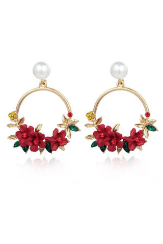 Juliette Floral Wreath Earring - Red
