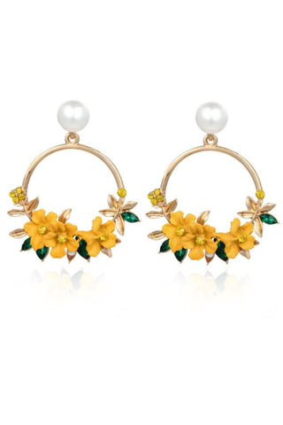 Juliette Floral Wreath Earring - Yellow