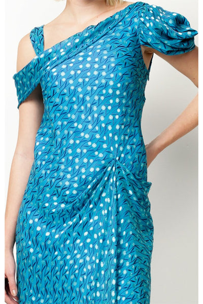 Kaleidoscope Daydream Silk Midi Dress - Sky Blue Poppy