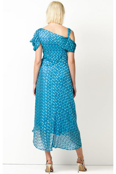 Kaleidoscope Daydream Silk Midi Dress - Sky Blue Poppy