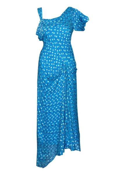 Kaleidoscope Daydream Silk Midi Dress - Sky Blue Poppy