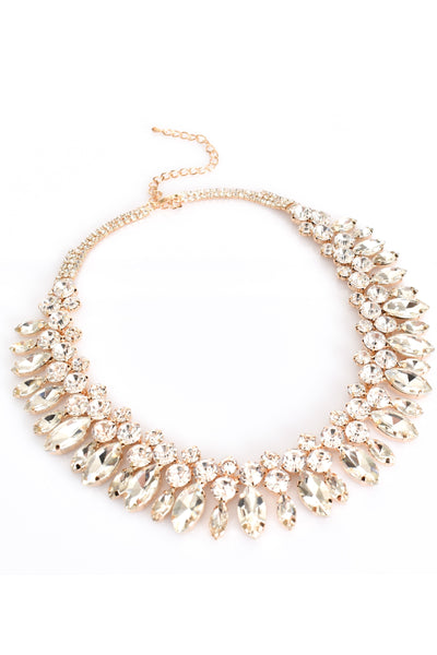 Kiara Diamante Jewel Short Necklace - Gold