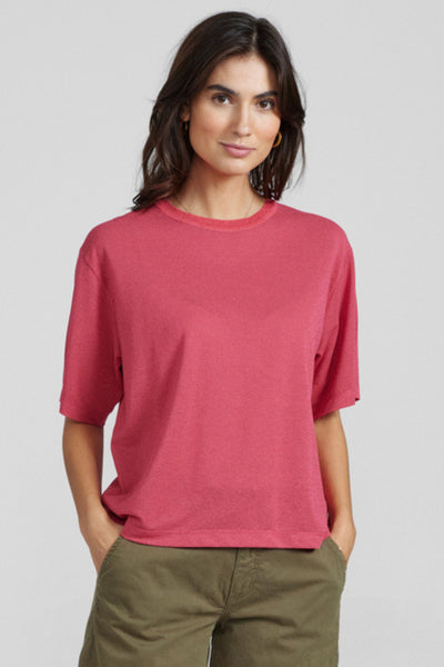 Kit O-SS Lurex Tee - Faded Rose