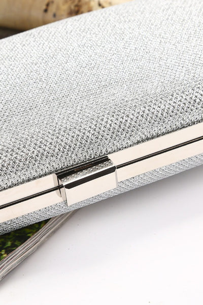 Large Metallic Classic Clutch - Silver