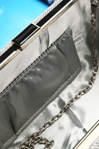 Large Metallic Classic Clutch - Silver