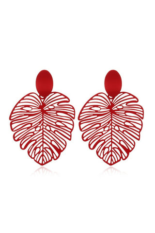 Leith Metal Cut Earring - Red
